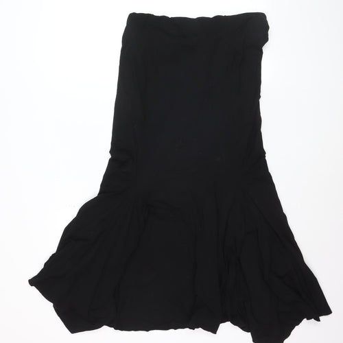 Next Women Black Midi Flare Skirt Size 18 Stretch Viscose
