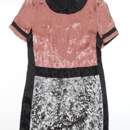 French Connection Women's Multicoloured Sequin Shift Dress Size 8