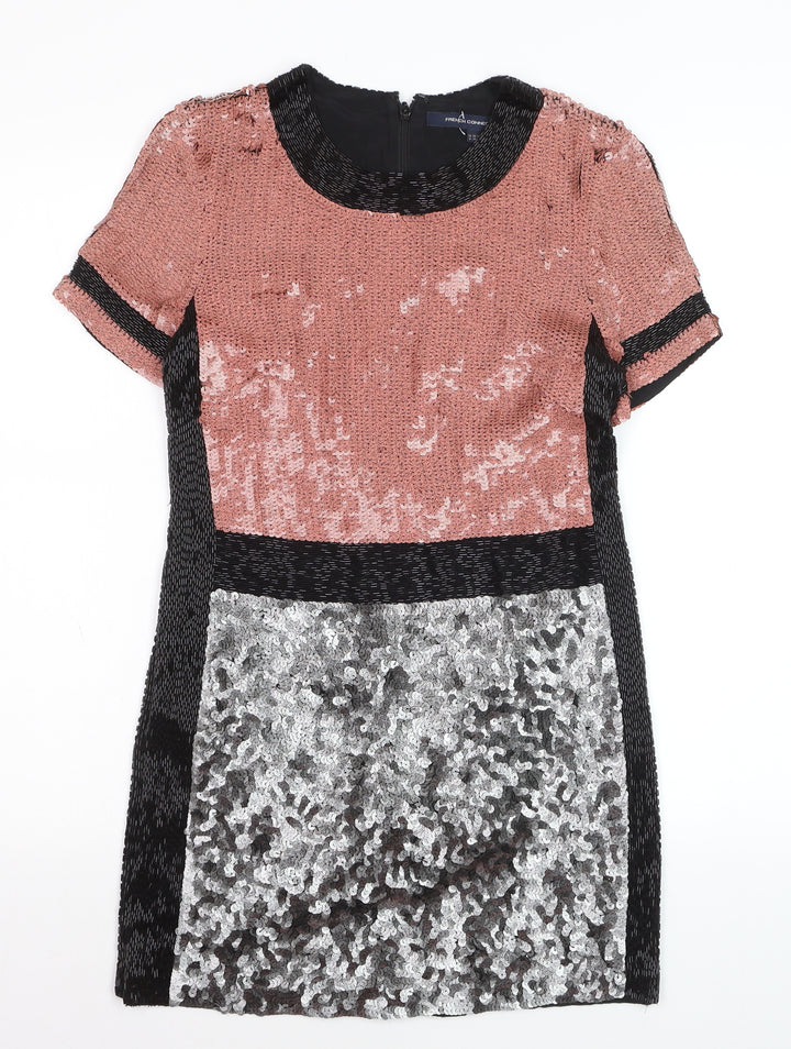 French Connection Women's Multicoloured Sequin Shift Dress Size 8