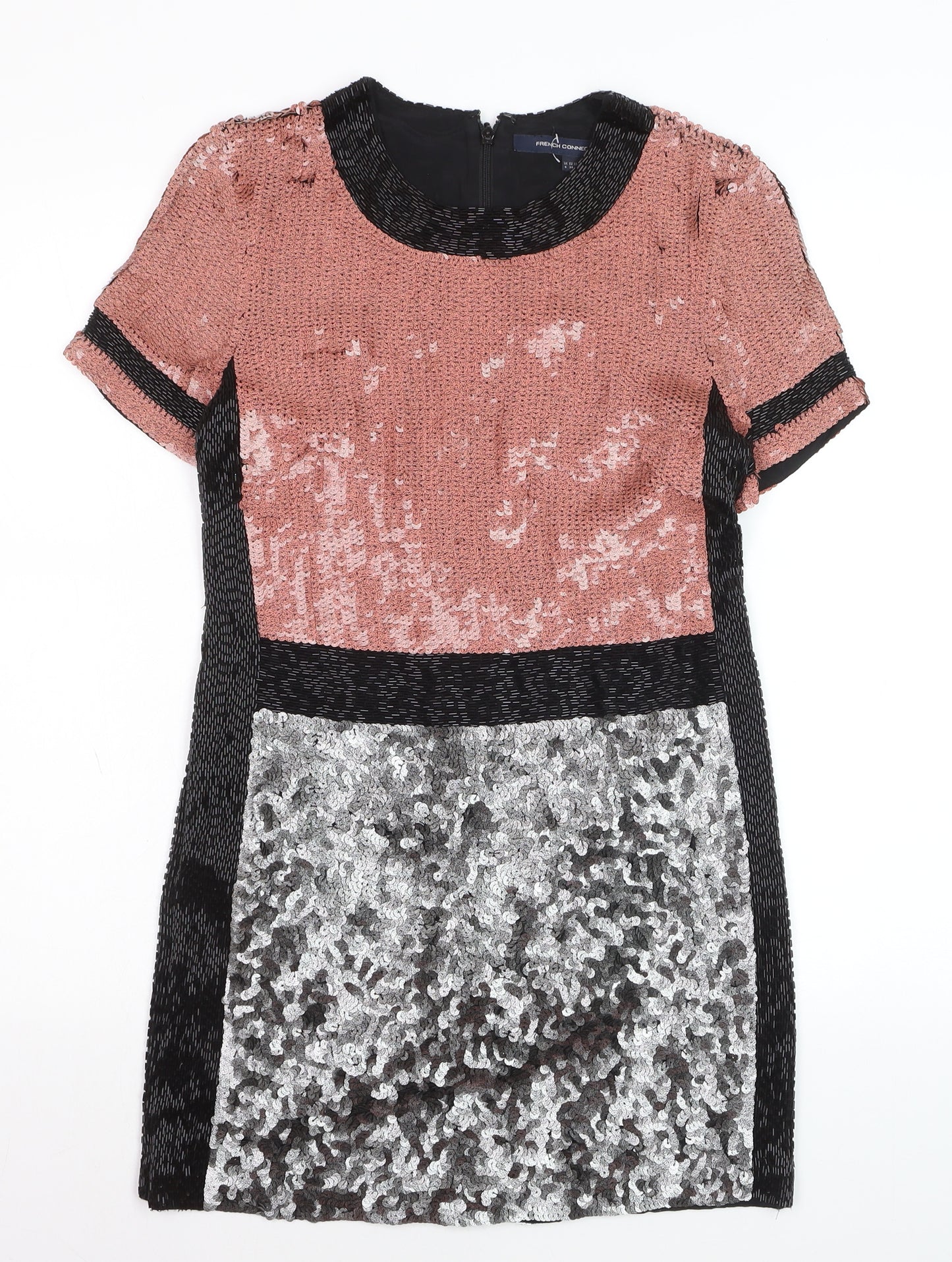 French Connection Women's Multicoloured Sequin Shift Dress Size 8