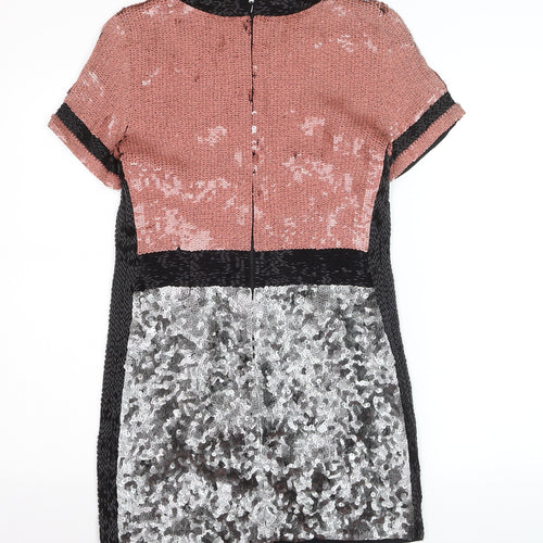 French Connection Women's Multicoloured Sequin Shift Dress Size 8