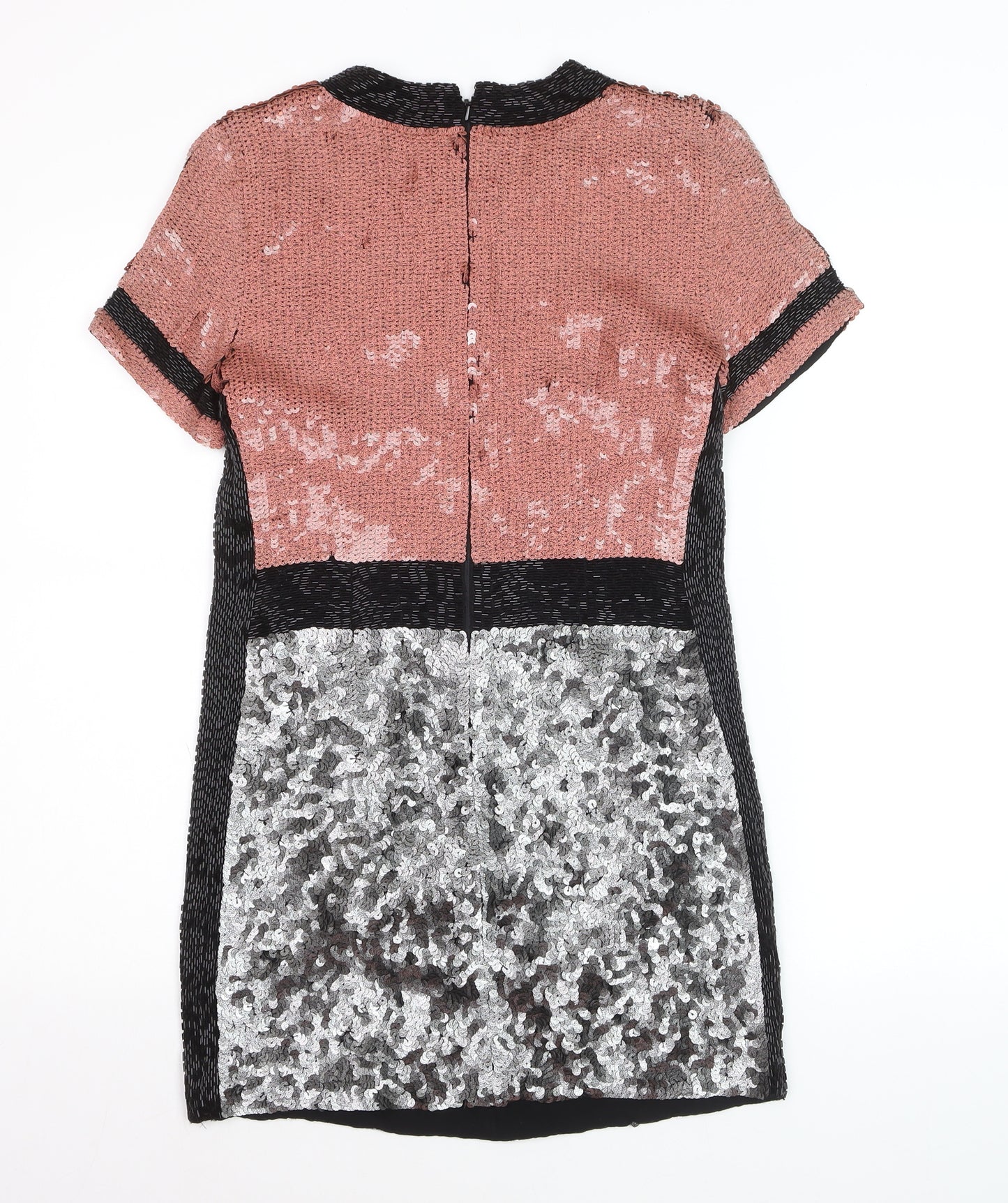French Connection Women's Multicoloured Sequin Shift Dress Size 8