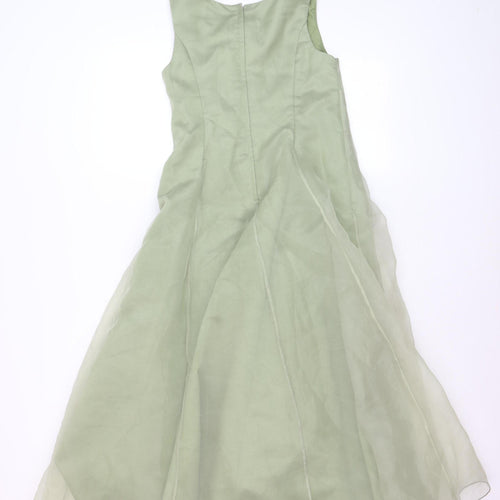 True Bride Girls Green Long Beaded Formal Ball Gown Dress Size 9 Years