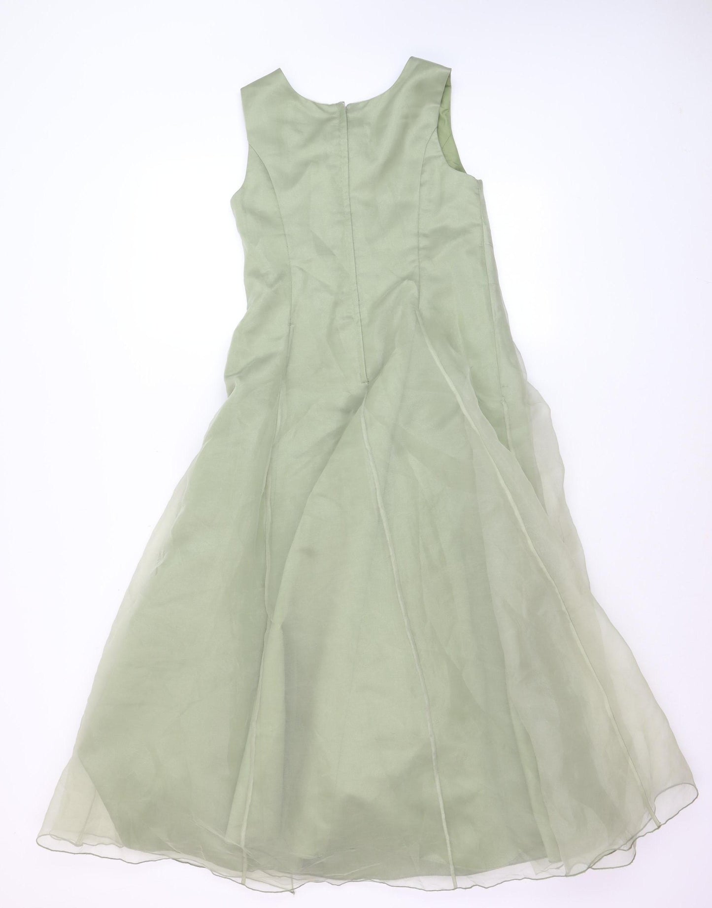 True Bride Girls Green Long Beaded Formal Ball Gown Dress Size 9 Years