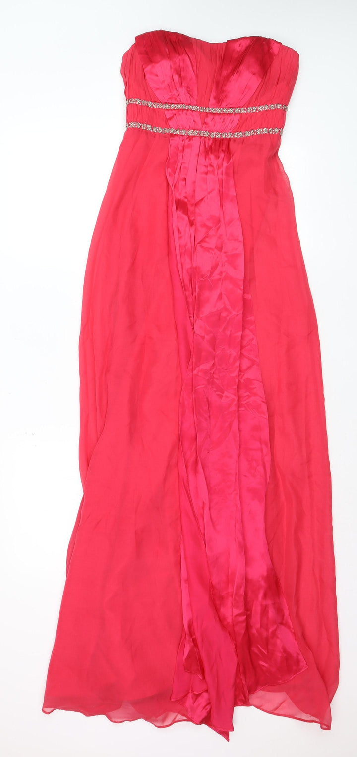 Monsoon Women Pink Size 12 Strapless Beaded Evening Maxi Dress