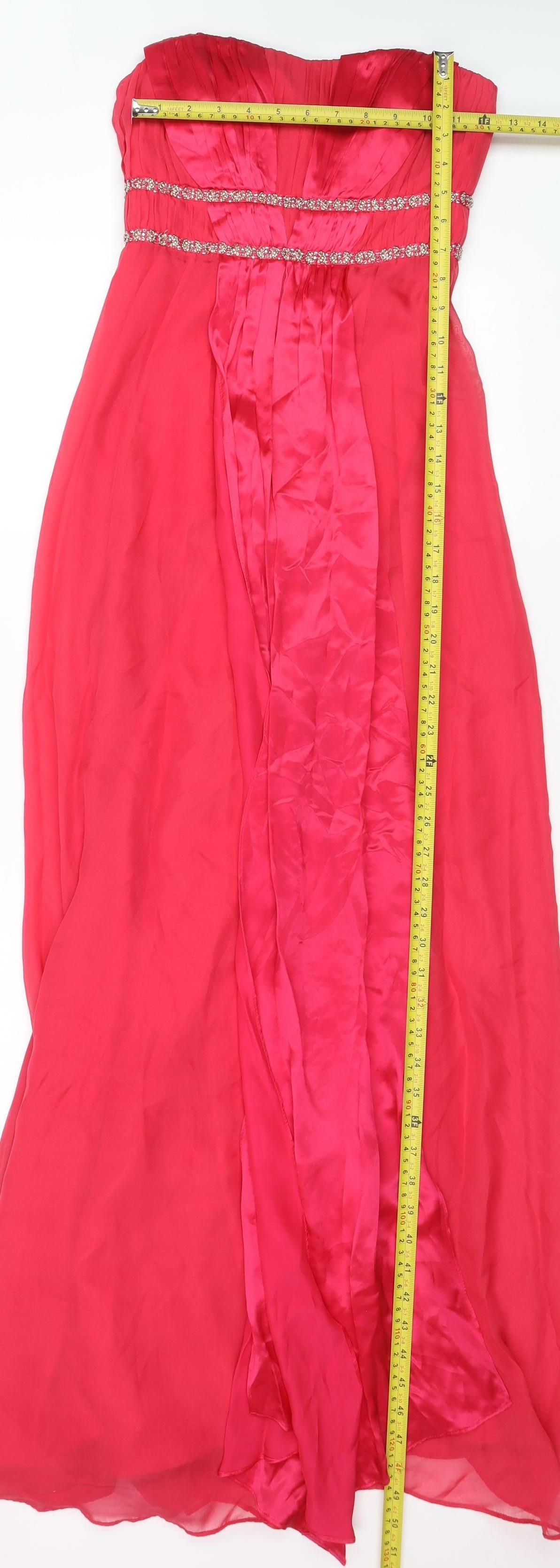 Monsoon Women Pink Size 12 Strapless Beaded Evening Maxi Dress