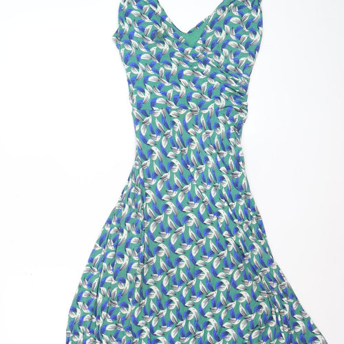 Boden Womens Green Floral Viscose Jersey Wrap Dress Size 12