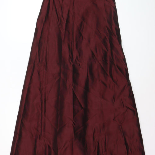 BHS Women Red Long Strapless Satin A-Line Dress Size 12