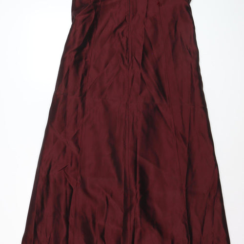 BHS Women Red Long Strapless Satin A-Line Dress Size 12