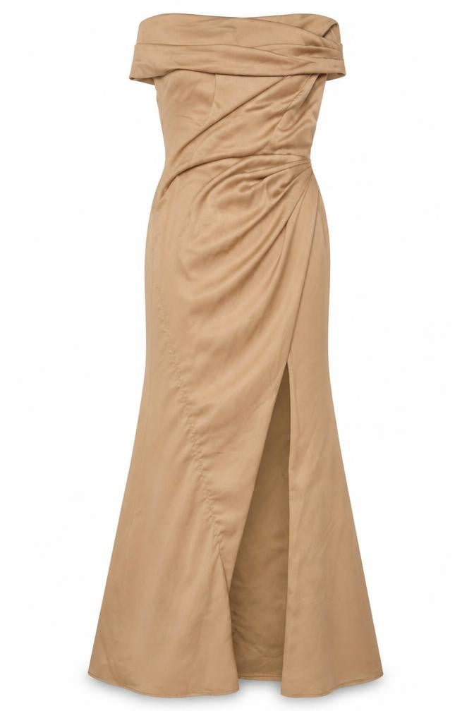 ASOS Edition Women’s Beige Off Shoulder Mermaid Dress UK 8