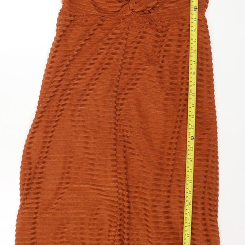ASOS Women’s Brown Midi Wrap Dress Size 10 Long Sleeve V-Neck