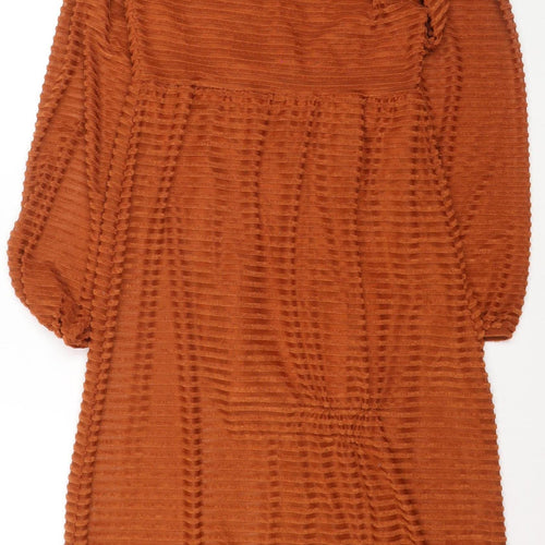 ASOS Women’s Brown Midi Wrap Dress Size 10 Long Sleeve V-Neck