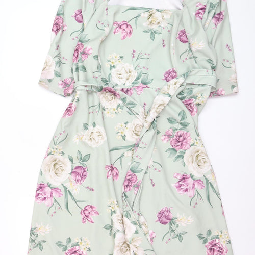 Yours Women’s Plus Green Floral Wrap Dress Size 24