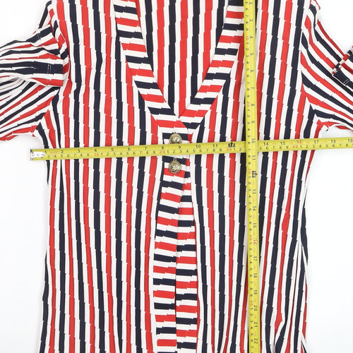 M.47 Modas Womens Multicoloured Striped V-Neck Blouse Size L