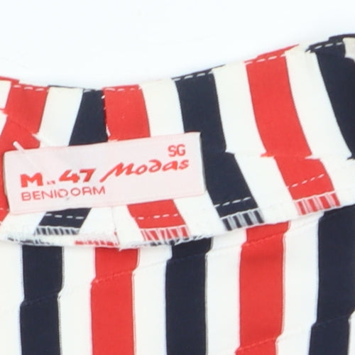 M.47 Modas Womens Multicoloured Striped V-Neck Blouse Size L