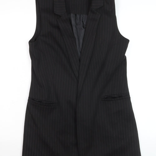 Miss Selfridge Women’s Black Pinstripe Long Waistcoat Size 12