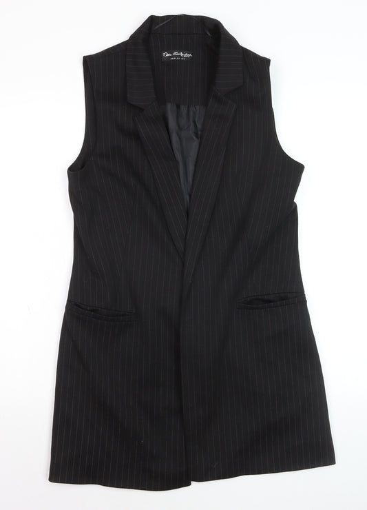 Miss Selfridge Women’s Black Pinstripe Long Waistcoat Size 12
