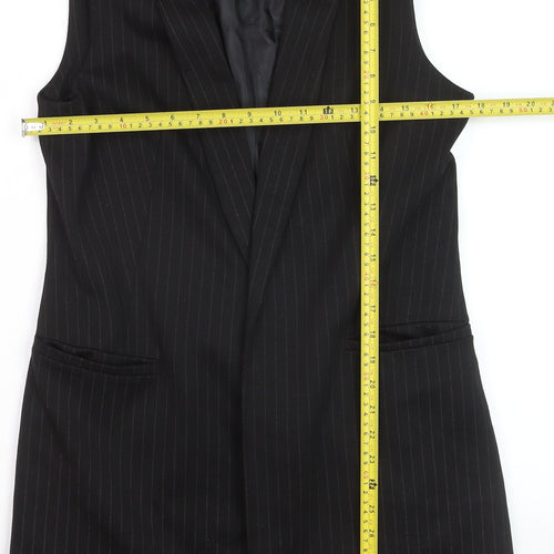 Miss Selfridge Women’s Black Pinstripe Long Waistcoat Size 12