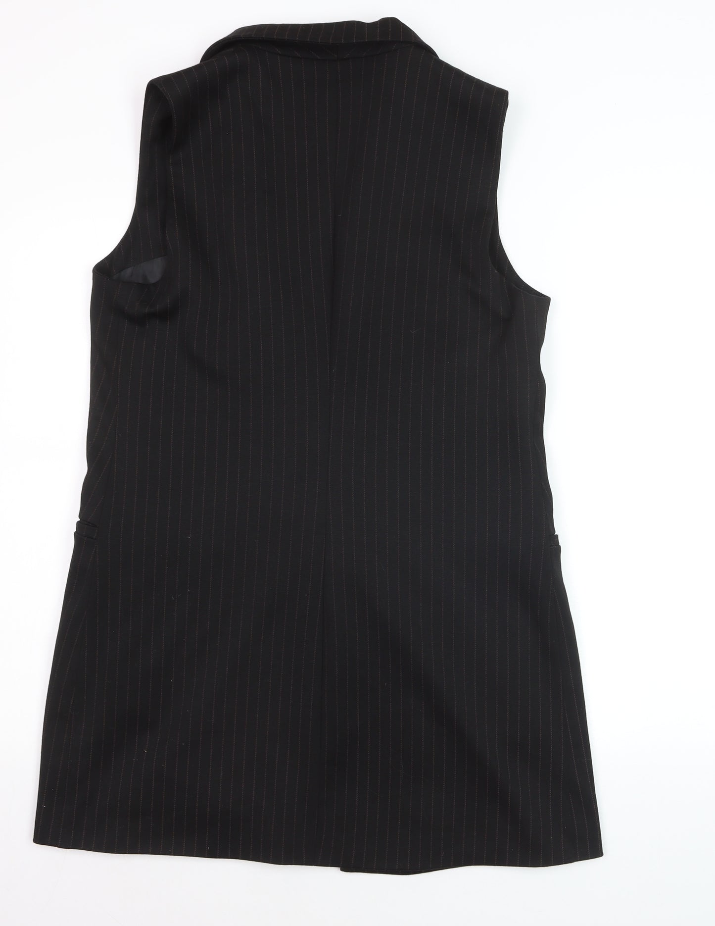 Miss Selfridge Women’s Black Pinstripe Long Waistcoat Size 12