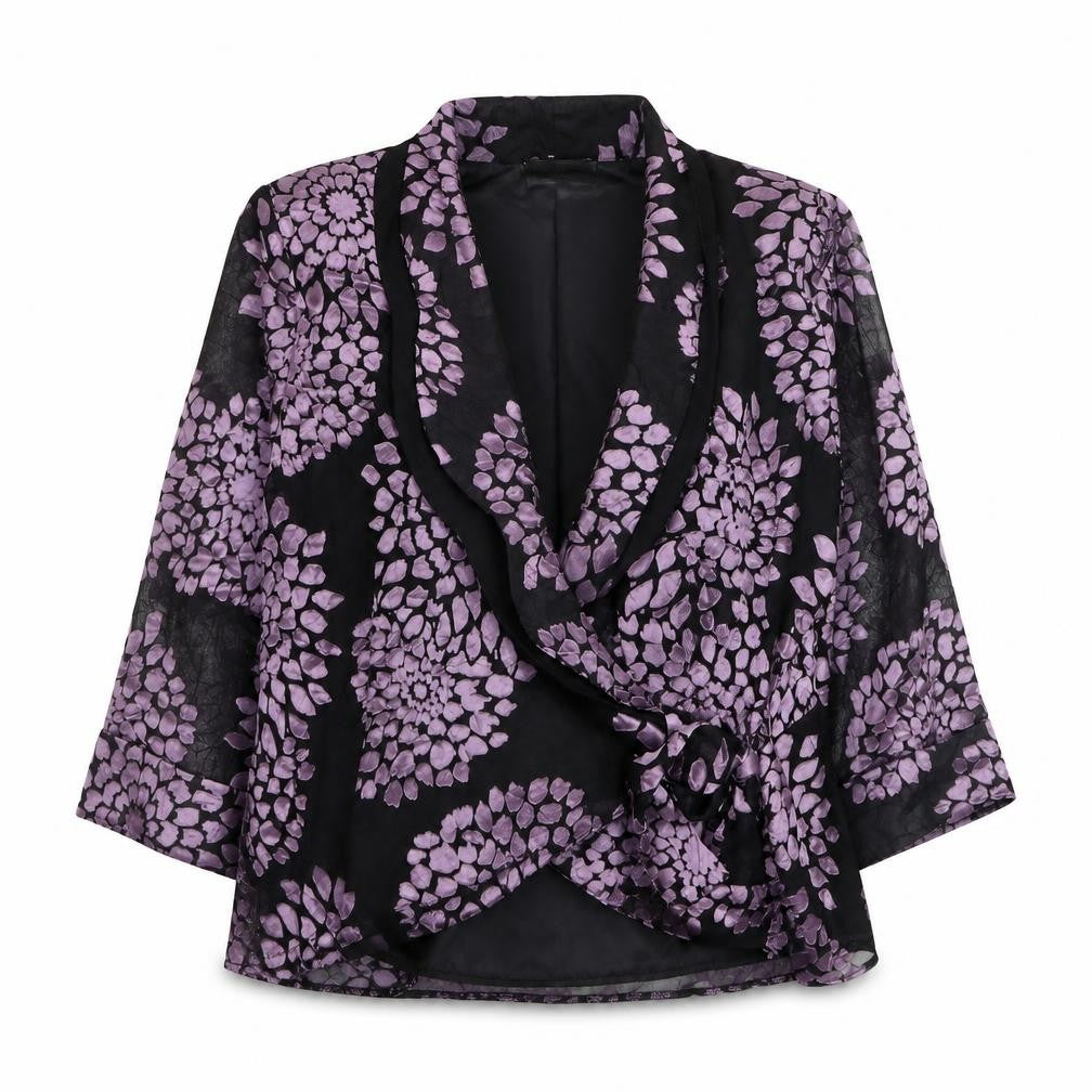 Bromley Sport Women's Purple Floral Shawl Lapel Blazer Size 18