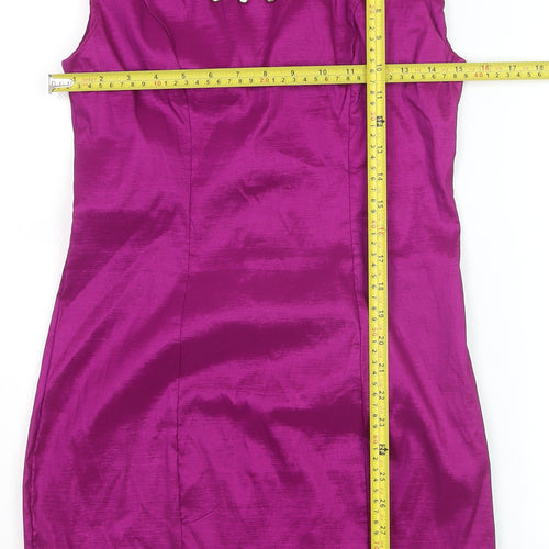 AX Paris Women’s Purple Beaded Bodycon Dress Size 12 Sleeveless Partywear