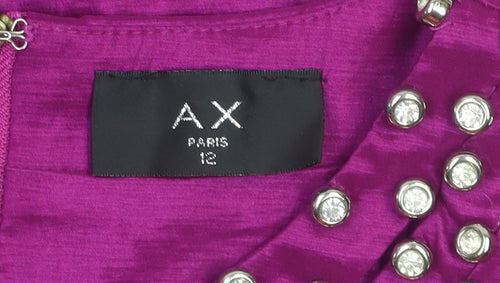 AX Paris Women’s Purple Beaded Bodycon Dress Size 12 Sleeveless Partywear