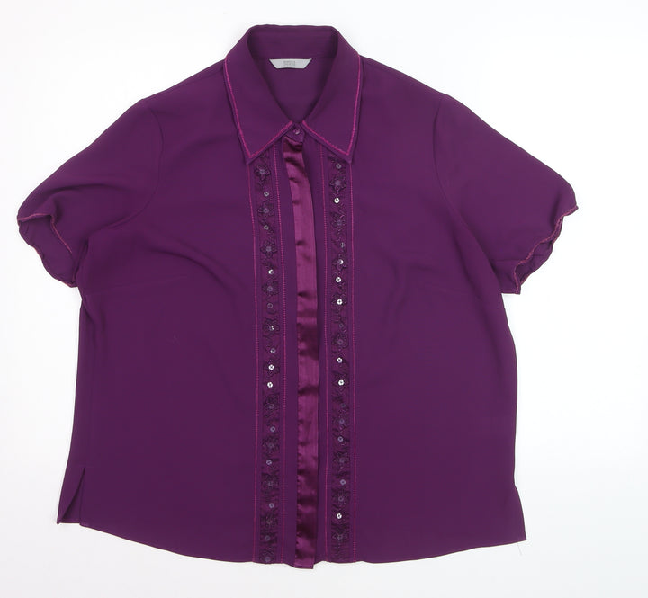Marks & Spencer Women’s Purple Embellished Blouse Size 18