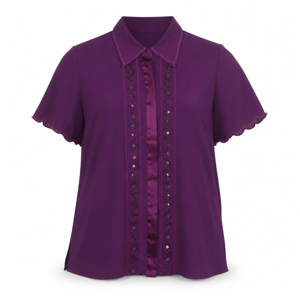 Front view of Marks & Spencer Women’s Purple Embellished Blouse, size UK 18