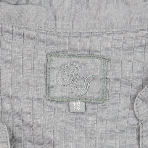 RJR Women Grey Linen Short Sleeve Tunic Blouse Size 18