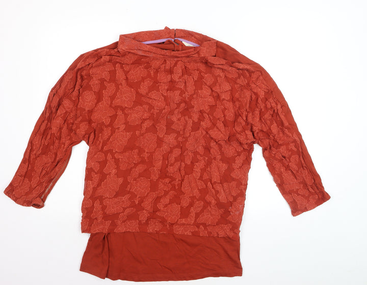White Stuff Women Red Floral Lace Tunic Blouse UK 18