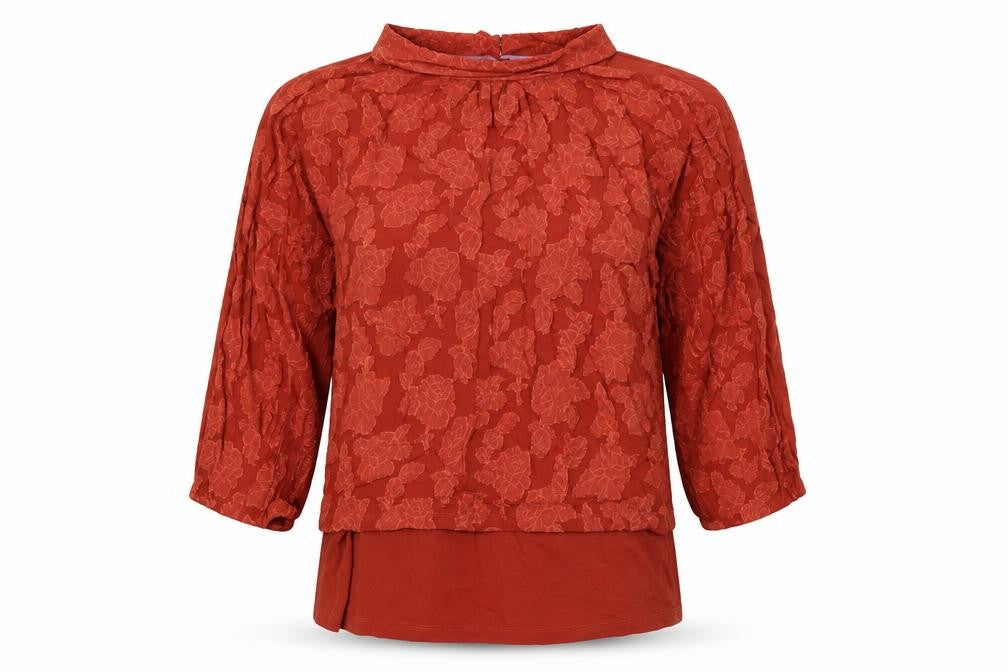 White Stuff Women Red Floral Lace Tunic Blouse UK 18