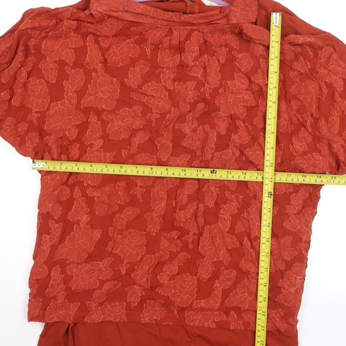 White Stuff Women Red Floral Lace Tunic Blouse UK 18