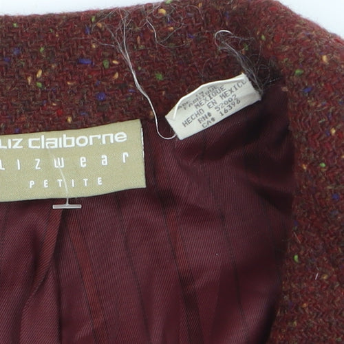 Liz Claiborne Womens Brown Tweed Wool Blazer Petite S Classic Fit