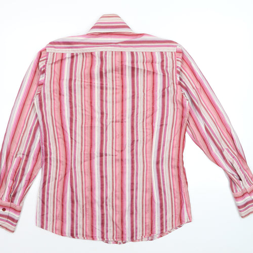 Hawes & Curtis Men's Pink Striped Slim Fit Cotton Long Sleeve Shirt S