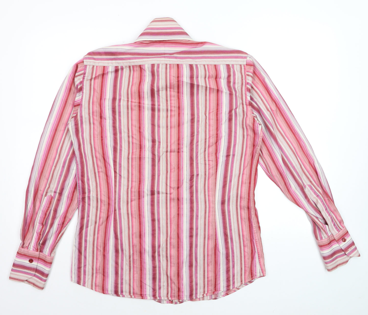 Hawes & Curtis Men's Pink Striped Slim Fit Cotton Long Sleeve Shirt S