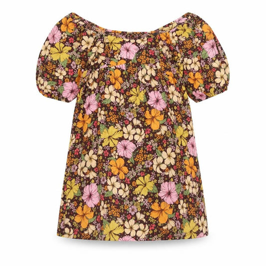 Front view of Miss Selfridge Women’s Multicoloured Floral Off Shoulder Dress, size UK 12