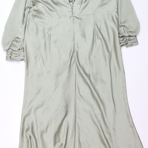 ASOS DESIGN Women’s Green Satin Midi Wrap Dress Size 20 Maternity