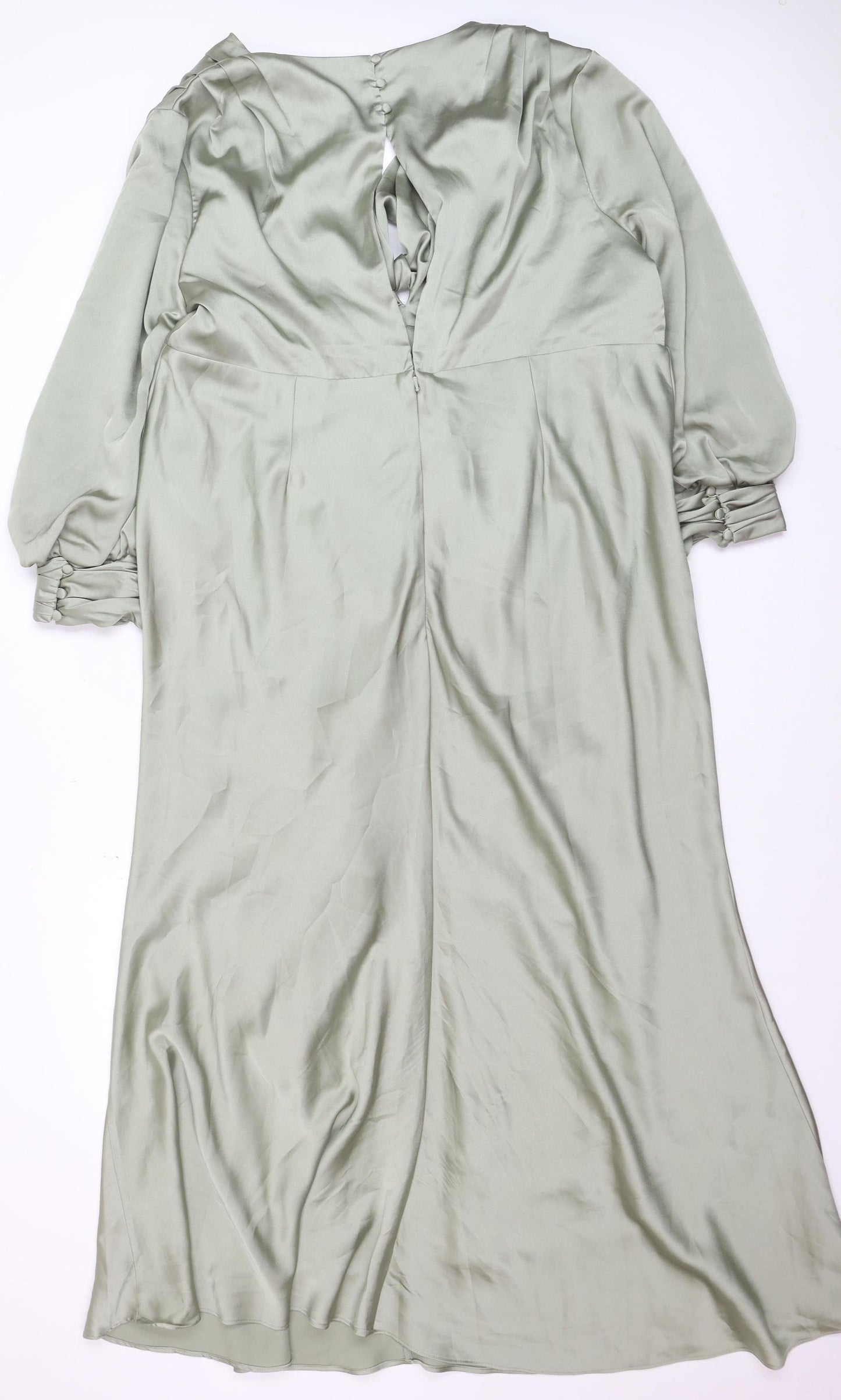 ASOS DESIGN Women’s Green Satin Midi Wrap Dress Size 20 Maternity