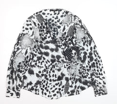 Next Womens Black Animal Print V-Neck Wrap Blouse Size 16