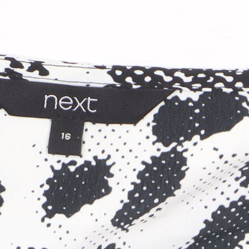 Next Womens Black Animal Print V-Neck Wrap Blouse Size 16