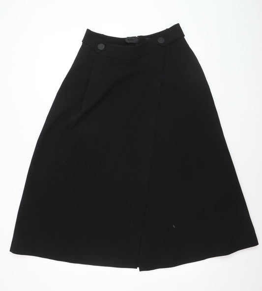 Marks and Spencer Women’s Black A-Line Midi Skirt UK 12 Lined Stretch Workwear