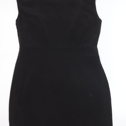Oasis Women Black Size 12 Beaded Sheath Party Dress
