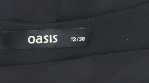 Oasis Women Black Size 12 Beaded Sheath Party Dress
