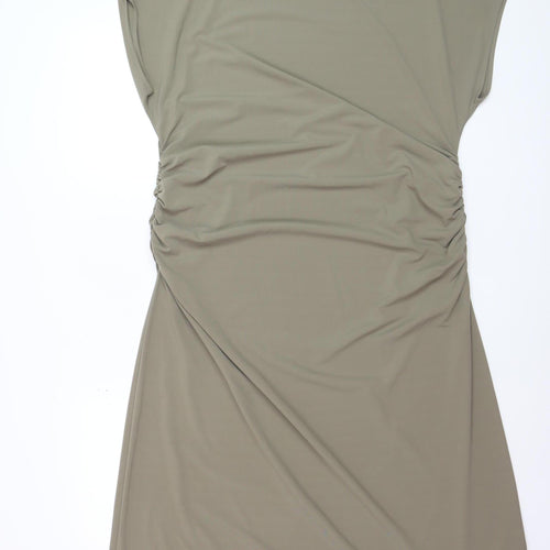 Marks and Spencer Women Beige Size 18 Ruched Sheath Knee Length Dress