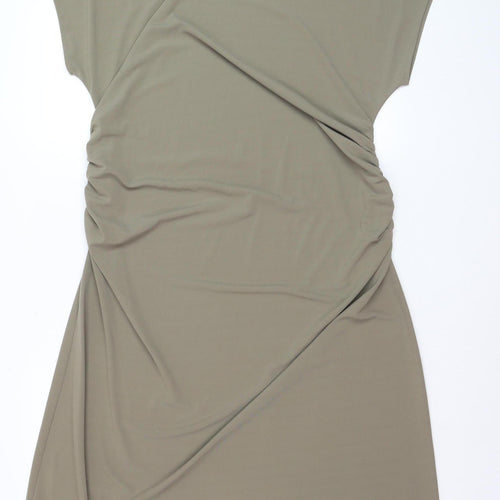 Marks and Spencer Women Beige Size 18 Ruched Sheath Knee Length Dress
