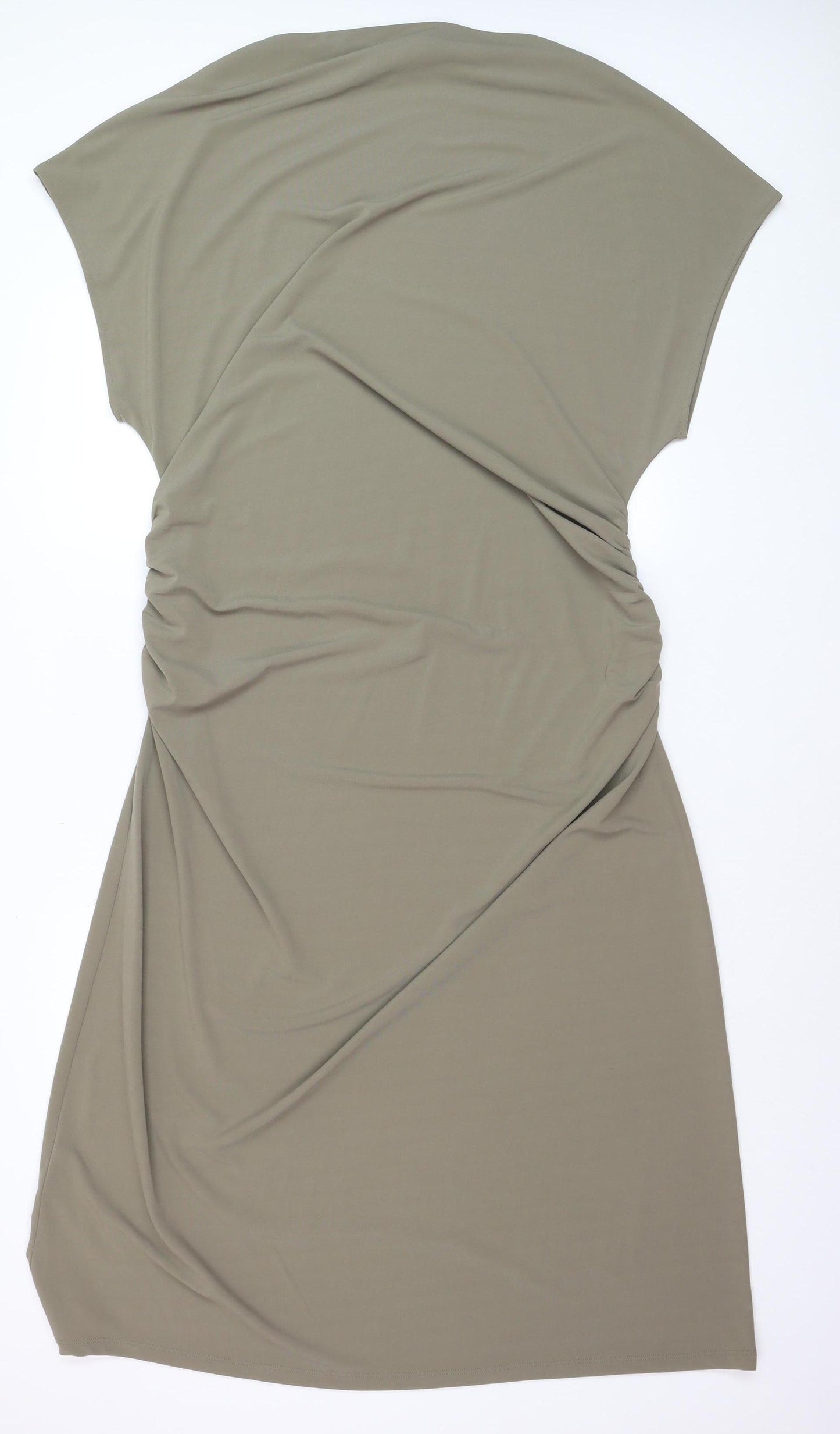 Marks and Spencer Women Beige Size 18 Ruched Sheath Knee Length Dress