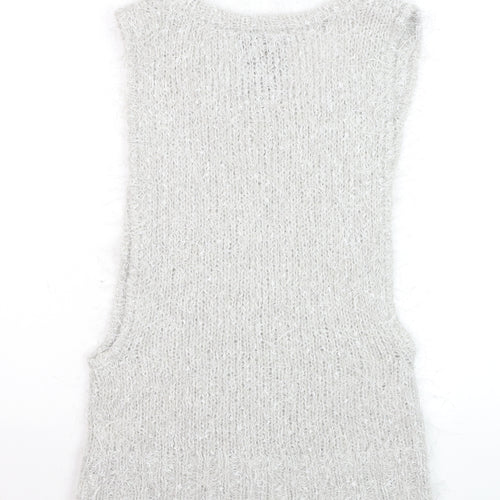 River Island Women Grey Mohair Blend Sleeveless Knit Vest Size 8