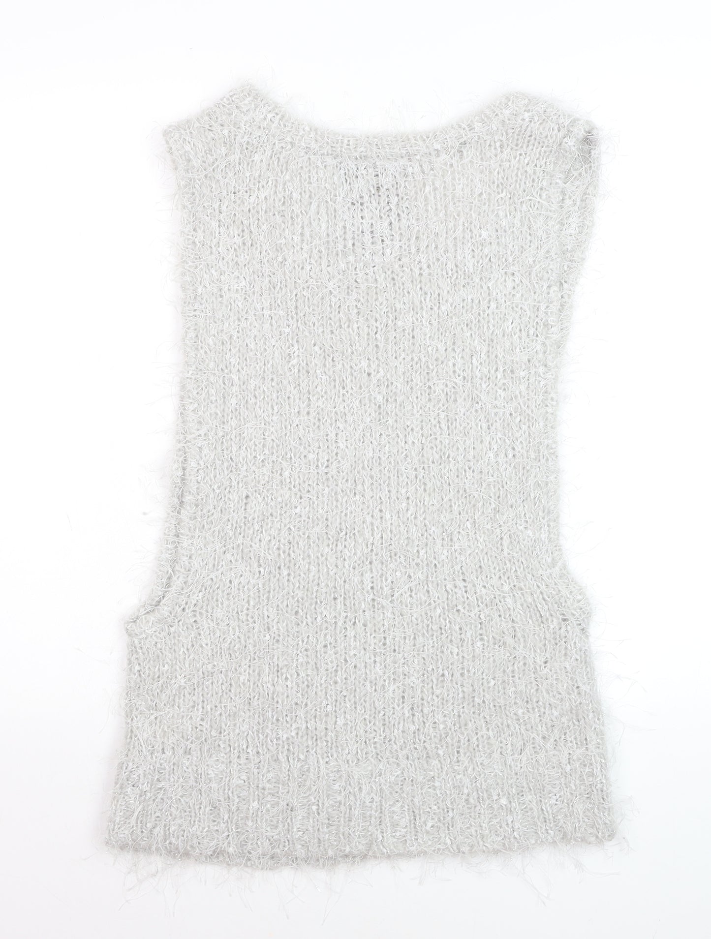 River Island Women Grey Mohair Blend Sleeveless Knit Vest Size 8