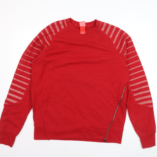 Nike Men's Red Pullover Sweatshirt L Zip Detail Track & Field