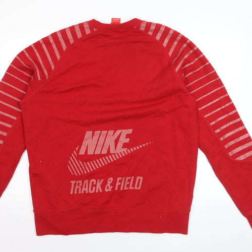 Nike Men's Red Pullover Sweatshirt L Zip Detail Track & Field